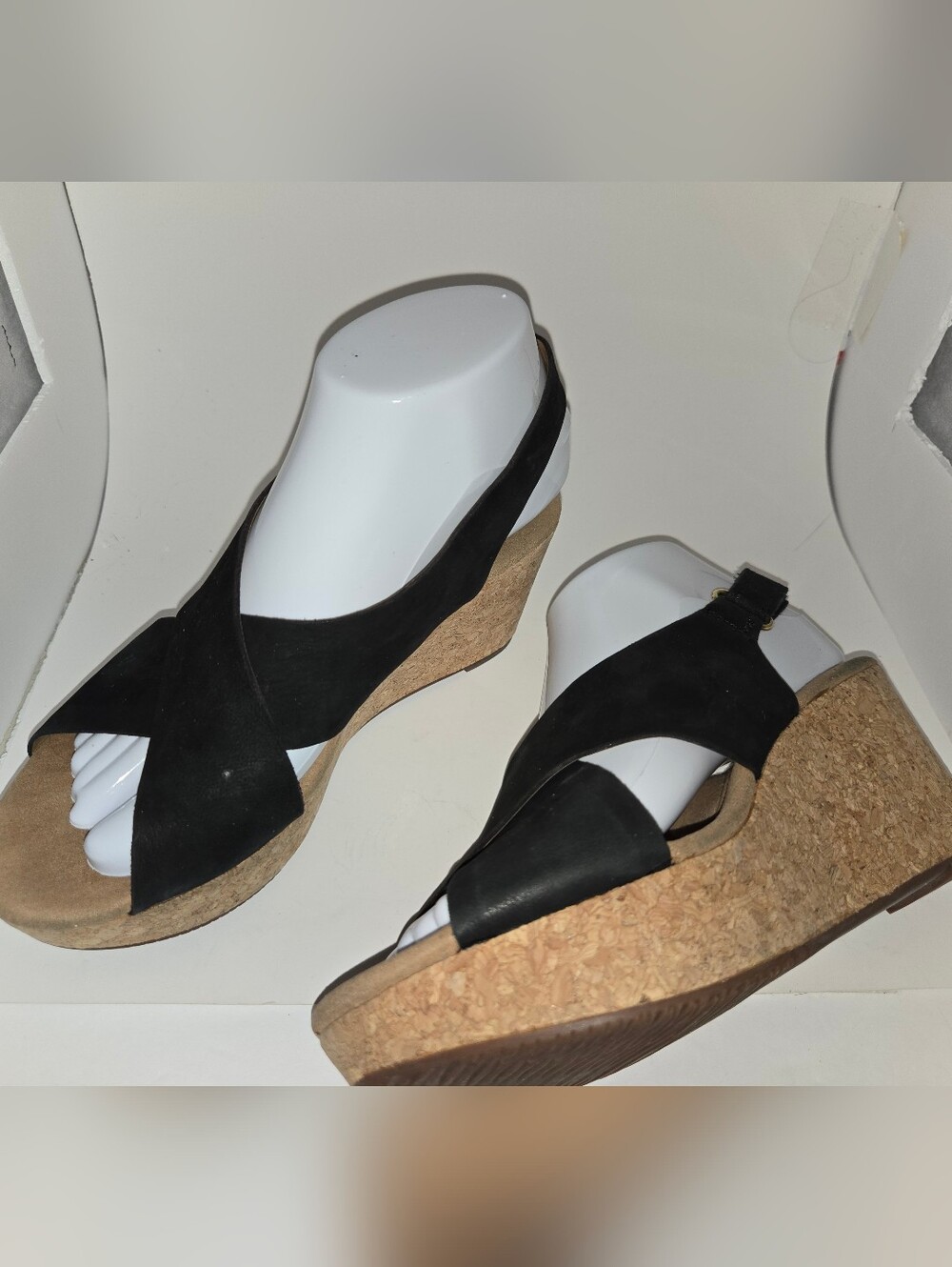 Clarks Annadel Eirwyn Wedge Sandals Black Suede Orthopedic Women's 7.5